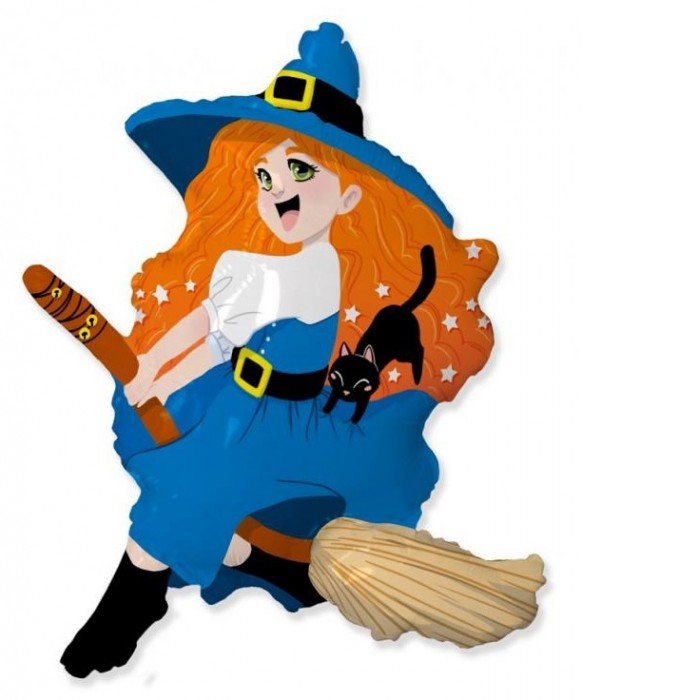 Witch on Broom, Boszorkány fólia lufi 104 cm