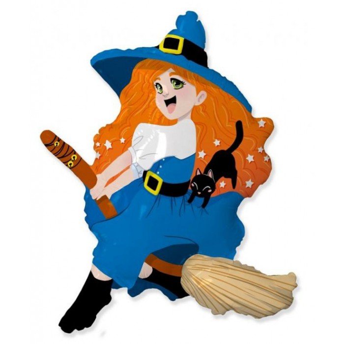 Witch on Broom, Boszorkány fólia lufi 61 cm