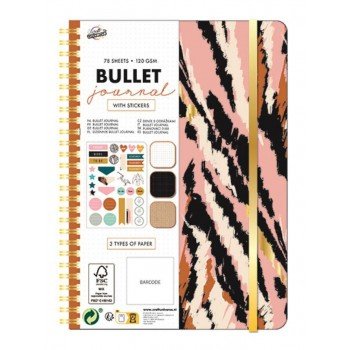 Bullet Journal, Tiger Stripes Mintás tervező füzet A5 matricával Bullet Journal, Tiger Stripes Mintás tervező füzet A5 matricával