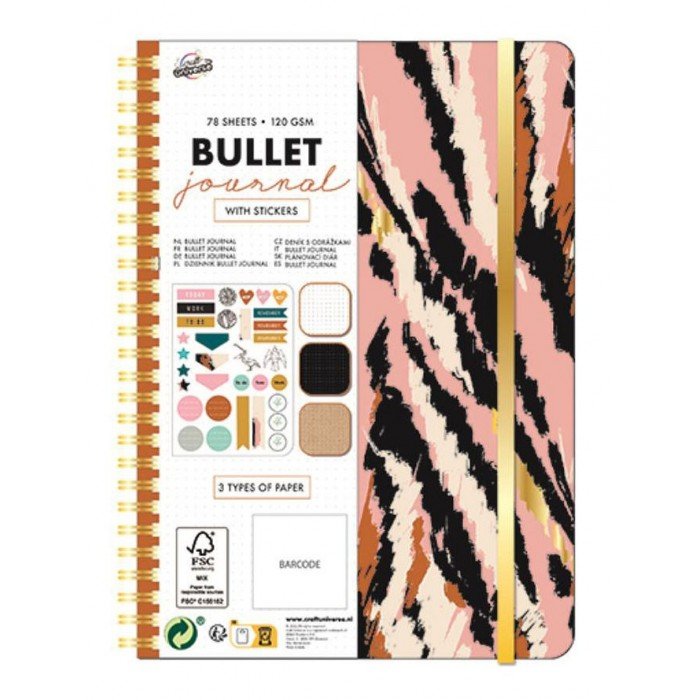 Bullet Journal, Tiger Stripes Mintás tervező füzet A5 matricával