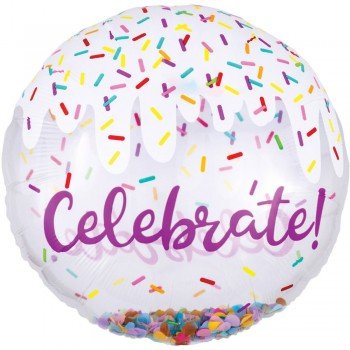 Celebrate, Ünnepel Fólia lufi konfettivel 71 cm Celebrate, Ünnepel Fólia lufi konfettivel 71 cm