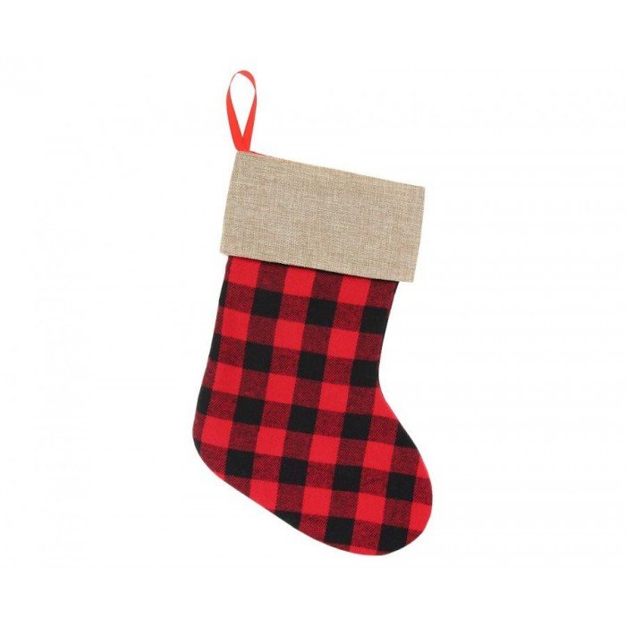 Chequered, Kockás Karácsonyi kandalló zokni, csizma 40,5 cm