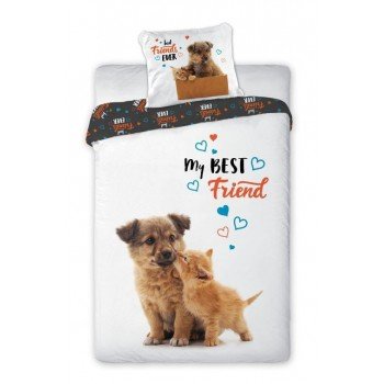 Cicás, Kutyás Friends ágyneműhuzat 140×200cm, 70×90 cm Cicás, Kutyás Friends ágyneműhuzat 140×200cm, 70×90 cm