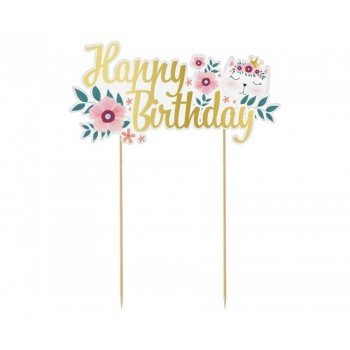 Happy Birthday Cat, Cicás torta dekoráció 19 cm Happy Birthday Cat, Cicás torta dekoráció 19 cm