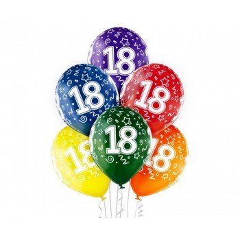 Colorful Happy Birthday 18 léggömb, lufi 6 db-os 12 inch (30cm) Colorful Happy Birthday 18 léggömb, lufi 6 db-os 12 inch (30cm)