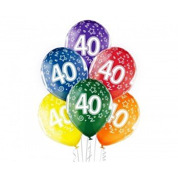 Colorful Happy Birthday 40 léggömb, lufi 6 db-os 12 inch (30cm) Colorful Happy Birthday 40 léggömb, lufi 6 db-os 12 inch (30cm)