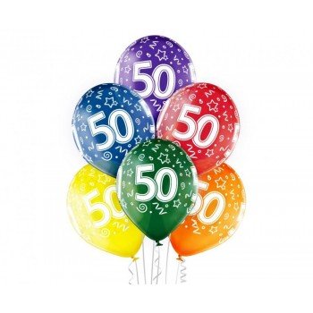 Colorful Happy Birthday 50 léggömb, lufi 6 db-os 12 inch (30cm) Colorful Happy Birthday 50 léggömb, lufi 6 db-os 12 inch (30cm)