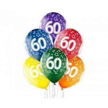 Colorful Happy Birthday 60 léggömb, lufi 6 db-os 12 inch (30cm) Colorful Happy Birthday 60 léggömb, lufi 6 db-os 12 inch (30cm)