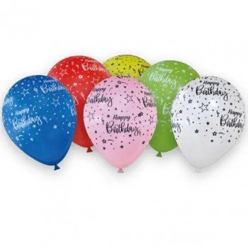 Colorful Happy Birthday léggömb, lufi 6 db-os Colorful Happy Birthday léggömb, lufi 6 db-os