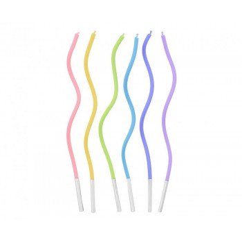 Colorful Swirl, Színes tortagyertya, gyertya szett 6 db-os Colorful Swirl, Színes tortagyertya, gyertya szett 6 db-os