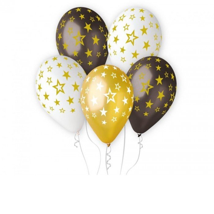 Gold Star, Csillagos léggömb, lufi szett 6 db-os 33 cm (13 inch)