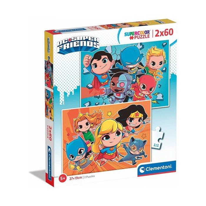 DC Super Hero Mini Friends 2x60 db-os puzzle Clementoni