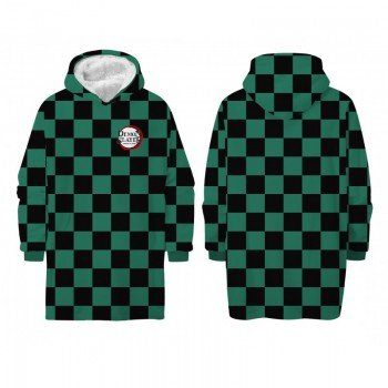 Demon Slayer Green felnőtt belebújós bélelt sherpa polár takaró, poncsó Demon Slayer Green felnőtt belebújós bélelt sherpa polár takaró, poncsó