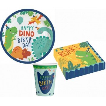 Dino-Mate, Dinoszaurusz party szett 32 db-os 23 cm-es tányérral Dino-Mate, Dinoszaurusz party szett 32 db-os 23 cm-es tányérral