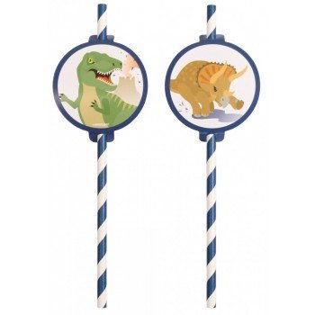 Dinoszaurusz papír szívószál, 8 db-os szett Dinoszaurusz papír szívószál, 8 db-os szett