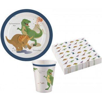 Happy Dinosaur, Dinoszaurusz party szett 36 db-os 23 cm-es tányérral Happy Dinosaur, Dinoszaurusz party szett 36 db-os 23 cm-es tányérral