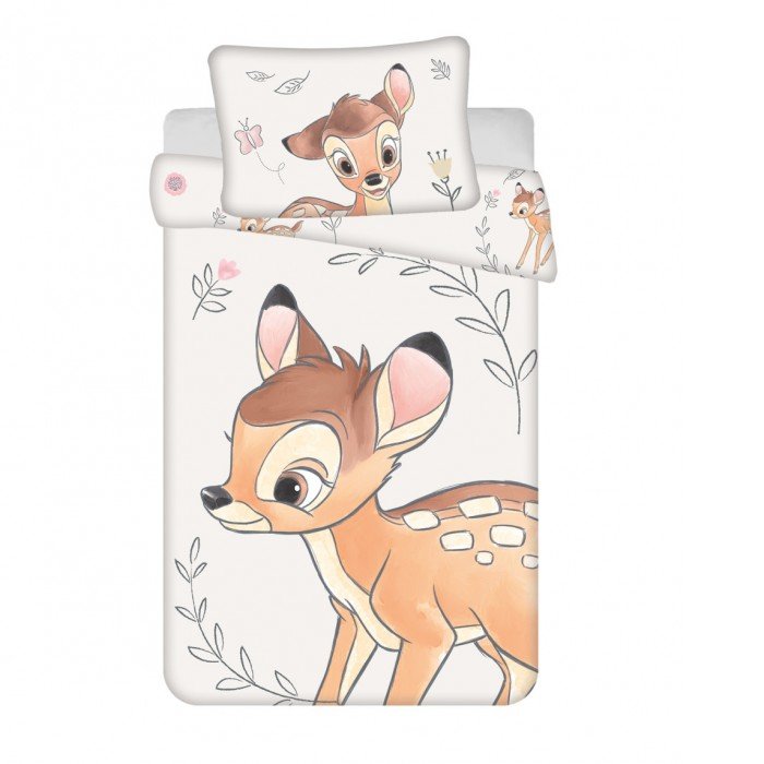 Disney Bambi Beige gyerek ágyneműhuzat 100×135cm, 40×60 cm