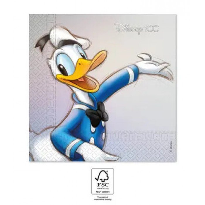 Disney Donald 100 szalvéta 20 db-os, 33x33 cm FSC