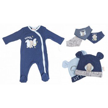 Disney Dumbo baba rugdalózó + sapka és nyálkendő 6 db-os szett 86/92 cm Disney Dumbo baba rugdalózó + sapka és nyálkendő 6 db-os szett 86/92 cm