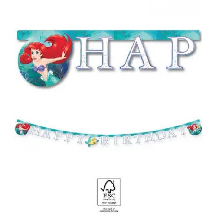 Ariel Curious, Disney Hercegnők, Ariel Happy Birthday felirat FSC 2 m