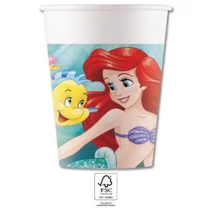 Disney Hercegnők, Ariel papír pohár 8 db-os 200 ml FSC