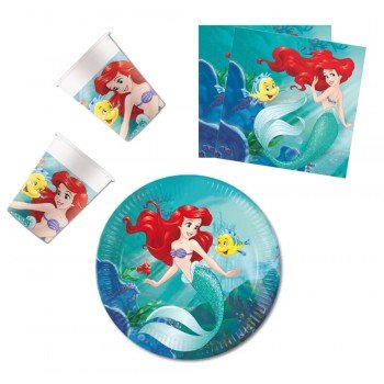 Ariel Curious, Disney Hercegnők, Ariel party szett 36 db-os 23 cm-es tányérral Ariel Curious, Disney Hercegnők, Ariel party szett 36 db-os 23 cm-es tányérral