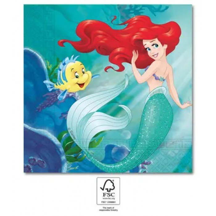 Disney Hercegnők, Ariel szalvéta 20 db-os, 33x33 cm FSC