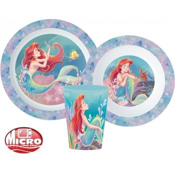 Disney Hercegnők Ariel étkészlet, micro műanyag szett, pohárral 260 ml Disney Hercegnők Ariel étkészlet, micro műanyag szett, pohárral 260 ml