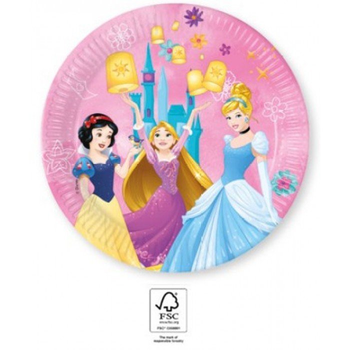 Disney Princess Live your Story, Hercegnők papírtányér 8 db-os 23 cm FSC