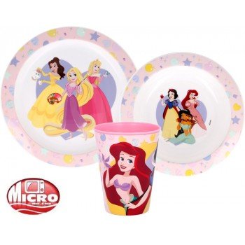 Disney Hercegnők True étkészlet, micro műanyag szett, pohárral 260 ml Disney Hercegnők True étkészlet, micro műanyag szett, pohárral 260 ml