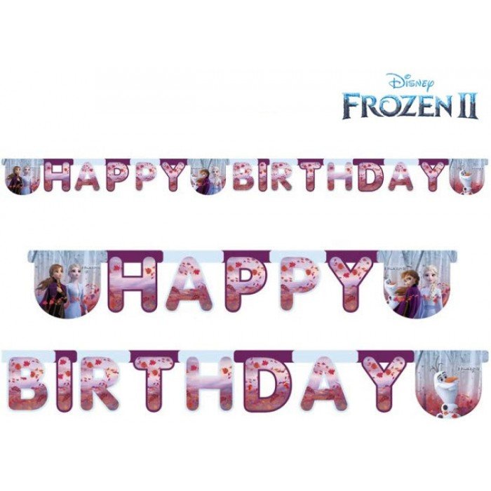 Disney Frozen II Leaf, Jégvarázs Happy Birthday felirat 200 cm
