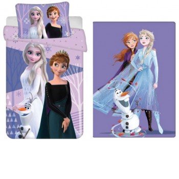 Disney Jégvarázs Purple gyerek ágyneműhuzat és polár takaró szett Disney Jégvarázs Purple gyerek ágyneműhuzat és polár takaró szett