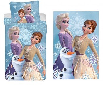 Disney Jégvarázs White Snowflake  gyerek ágyneműhuzat és polár takaró szett