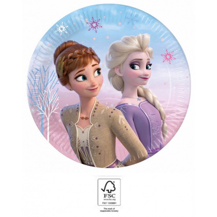 Disney Frozen II Wind Spirit, Jégvarázs papírtányér 8 db-os 20 cm FSC
