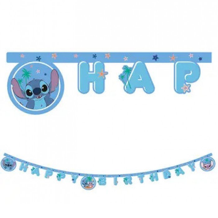 Disney Lilo és Stitch, A csillagkutya Angel Happy Birthday felirat FSC 2 m