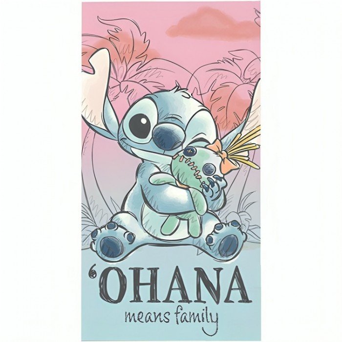 Disney Lilo és Stitch, A csillagkutya Ohana fürdőlepedő, strand törölköző 70x140cm