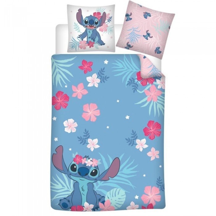 Disney Lilo és Stitch, A csillagkutya Flowers ágyneműhuzat 140×200cm, 65×65 cm