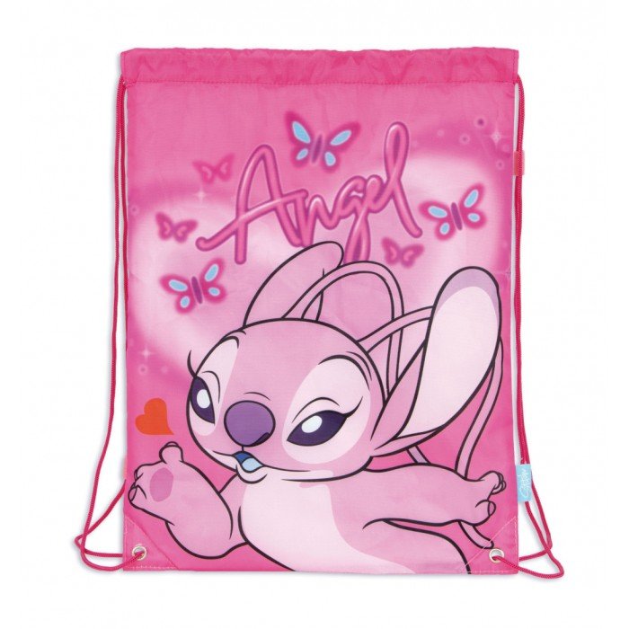 Disney Lilo és Stitch, A csillagkutya Pink Angel sporttáska, tornazsák 44 cm