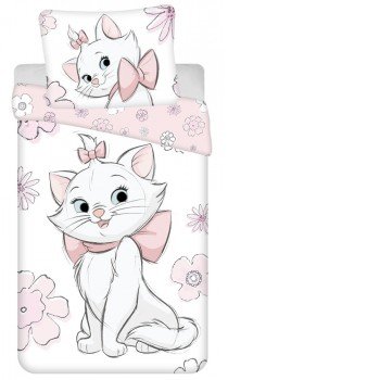 Disney Marie cica Flowers ágyneműhuzat 140×200cm, 70×90 cm Disney Marie cica Flowers ágyneműhuzat 140×200cm, 70×90 cm