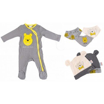 Disney Micimackó baba rugdalózó + sapka és nyálkendő 6 db-os szett 86/92 cm Disney Micimackó baba rugdalózó + sapka és nyálkendő 6 db-os szett 86/92 cm