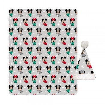 Disney Mickey, Minnie Noel polár takaró és sapka szett Disney Mickey, Minnie Noel polár takaró és sapka szett