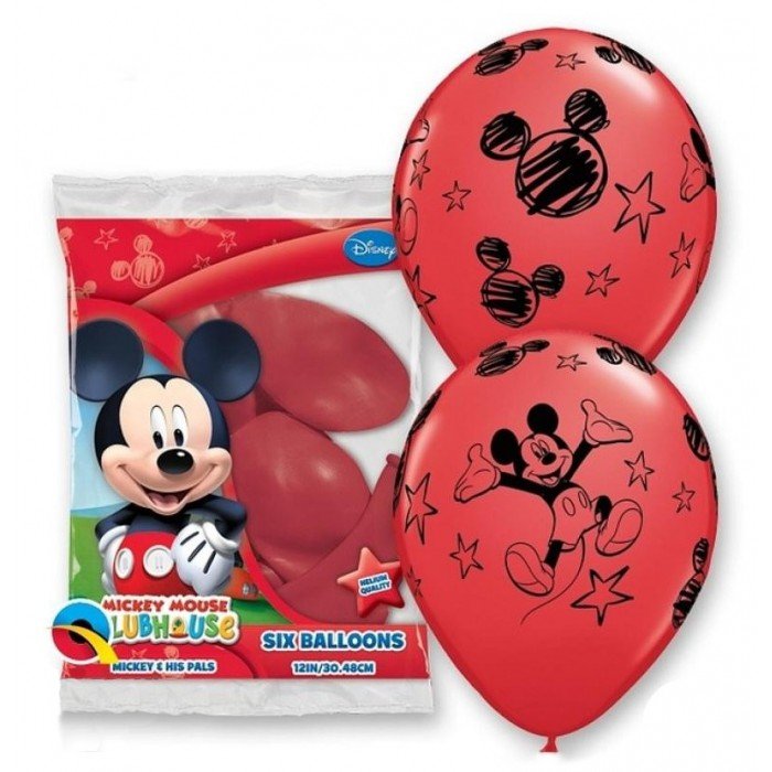 Disney Mickey Pastel Red léggömb, lufi 6 db-os 12 inch (30cm) Disney Mickey Pastel Red léggömb, lufi 6 db-os 12 inch (30cm)