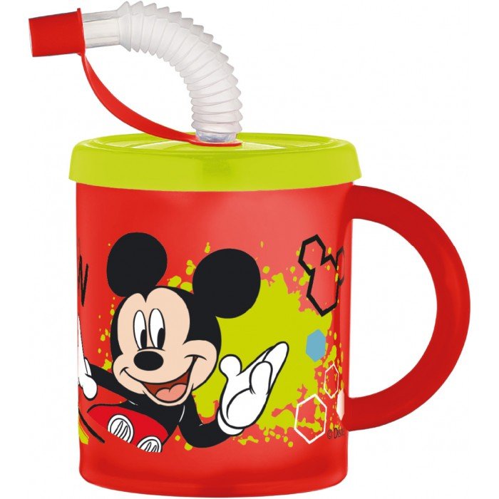 Disney Mickey szívószálas bögre, műanyag 210 ml