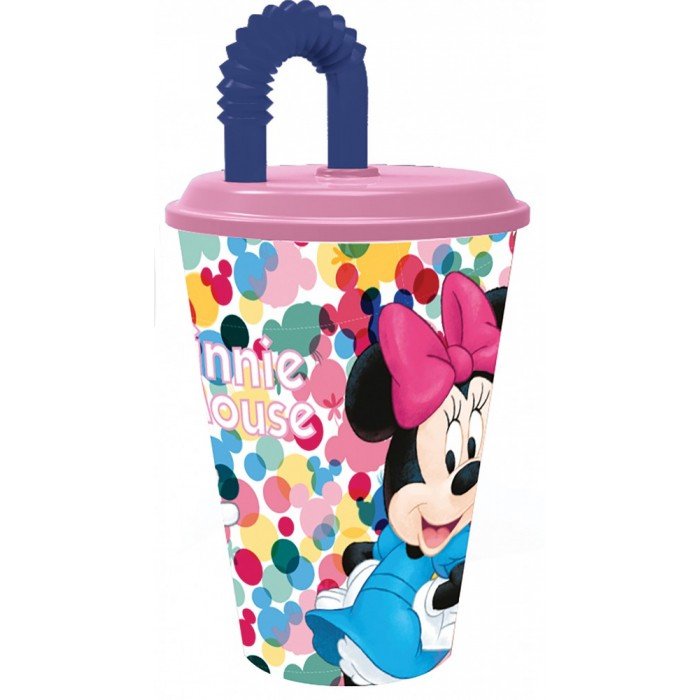 Disney Minnie szívószálas pohár, műanyag 430 ml