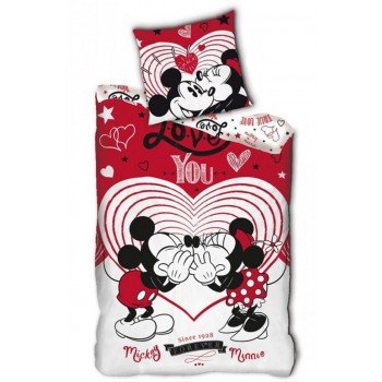 Disney Minnie, Mickey Kiss ágyneműhuzat 140×200cm, 63×63 cm microfibre Disney Minnie, Mickey Kiss ágyneműhuzat 140×200cm, 63×63 cm microfibre