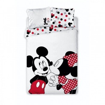 Disney Minnie, Mickey Love ágyneműhuzat 140×200cm, 63×63 cm microfibre Disney Minnie, Mickey Love ágyneműhuzat 140×200cm, 63×63 cm microfibre