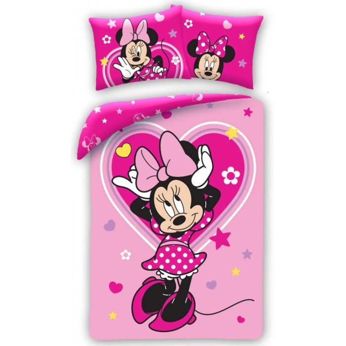 Disney Minnie Pink Heart ágyneműhuzat 140×200 cm, 70×90 cm