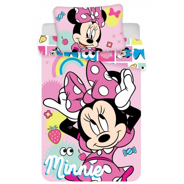 Disney Minnie Pink Square gyerek ágyneműhuzat 100×135cm, 40×60 cm