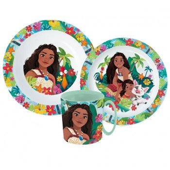 Disney Vaiana Lagoon étkészlet, micro műanyag szett bögrével 350 ml Disney Vaiana Lagoon étkészlet, micro műanyag szett bögrével 350 ml