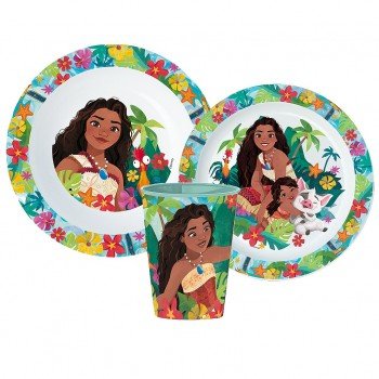 Disney Vaiana Lagoon étkészlet, micro műanyag szett pohárral 260 ml Disney Vaiana Lagoon étkészlet, micro műanyag szett pohárral 260 ml